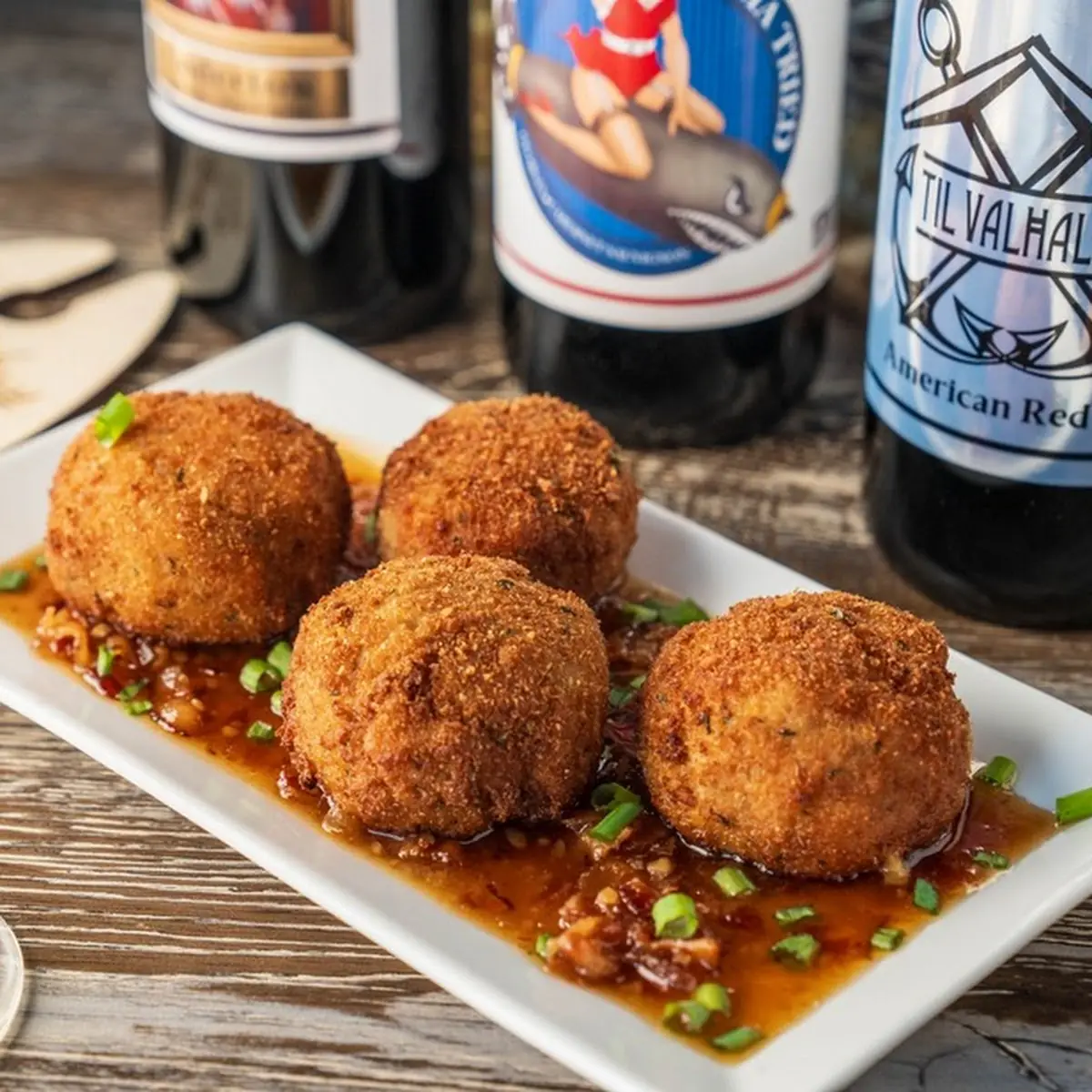Fried Pimento Balls with Bacon Jam