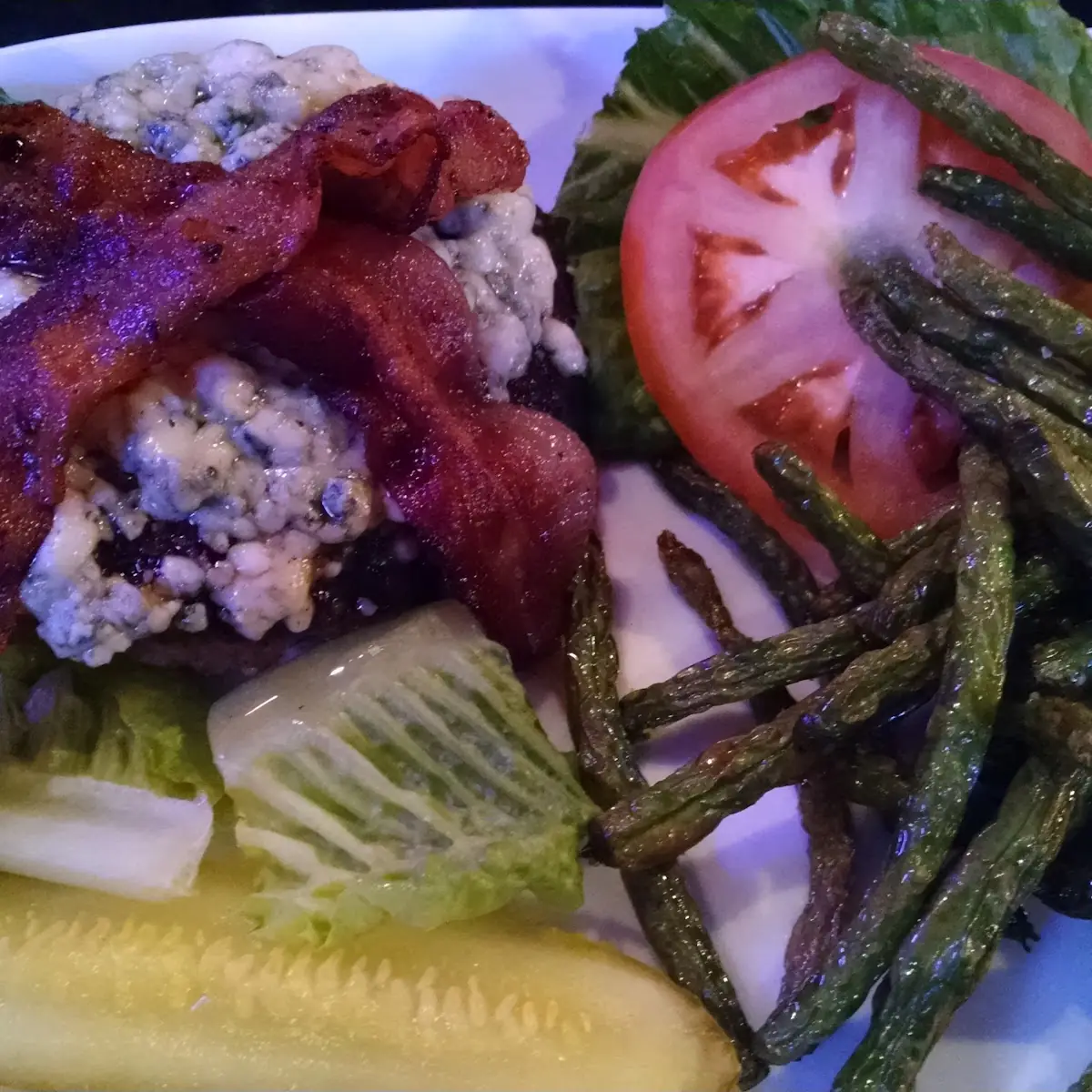 Blue Cheese Burger and Green Bean Fries