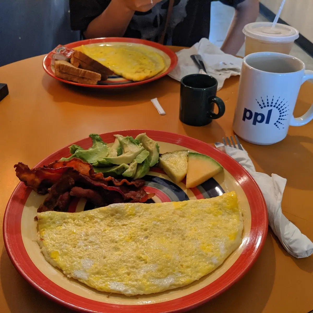 Cheese Omelette with Bacon and Avocado
