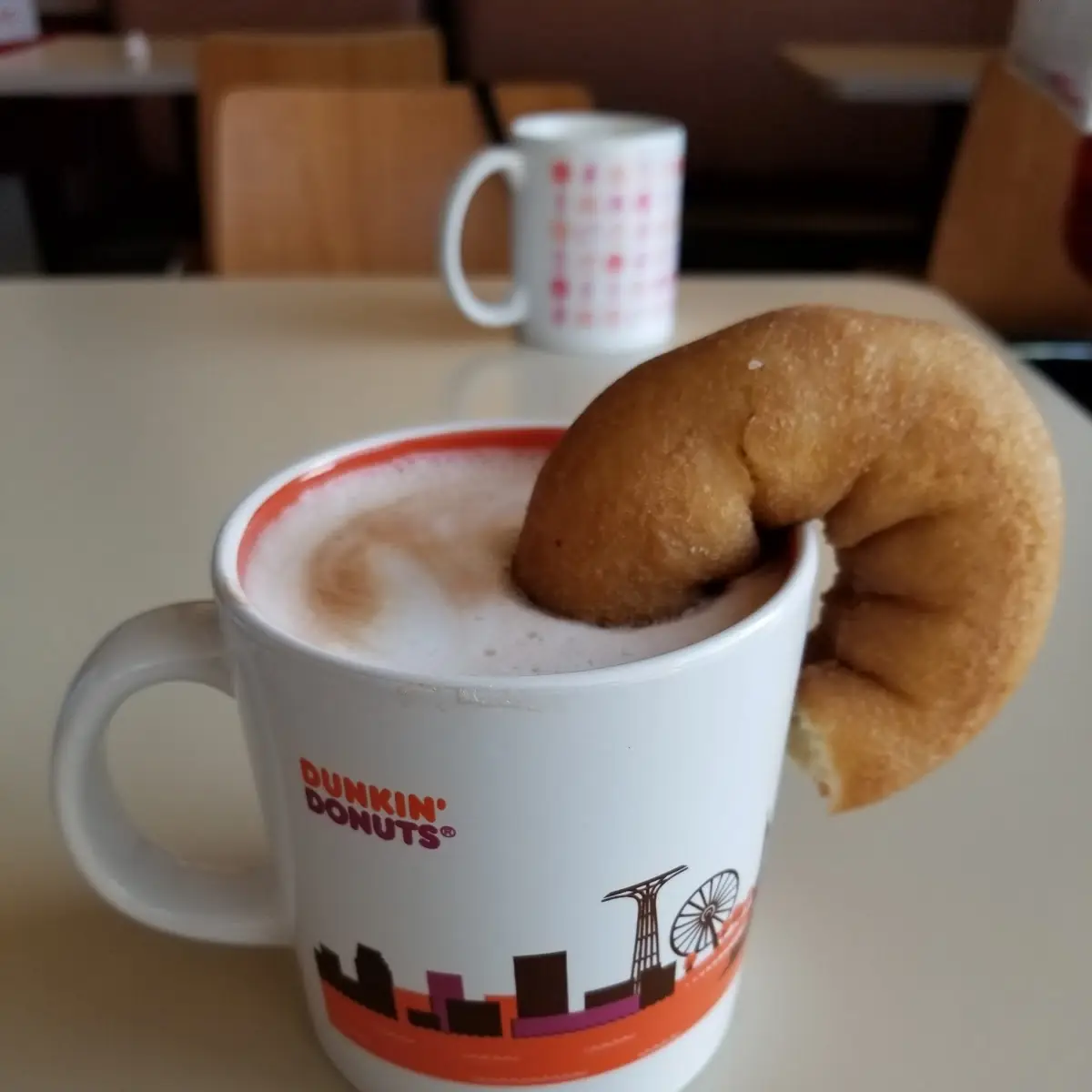 Pink Velvet Latte and Plain Doughnut