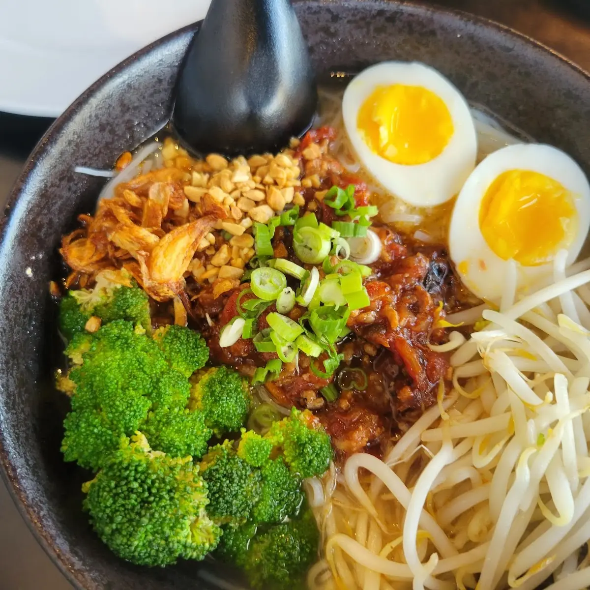 Thai Noodle Soup with Egg and Broccoli