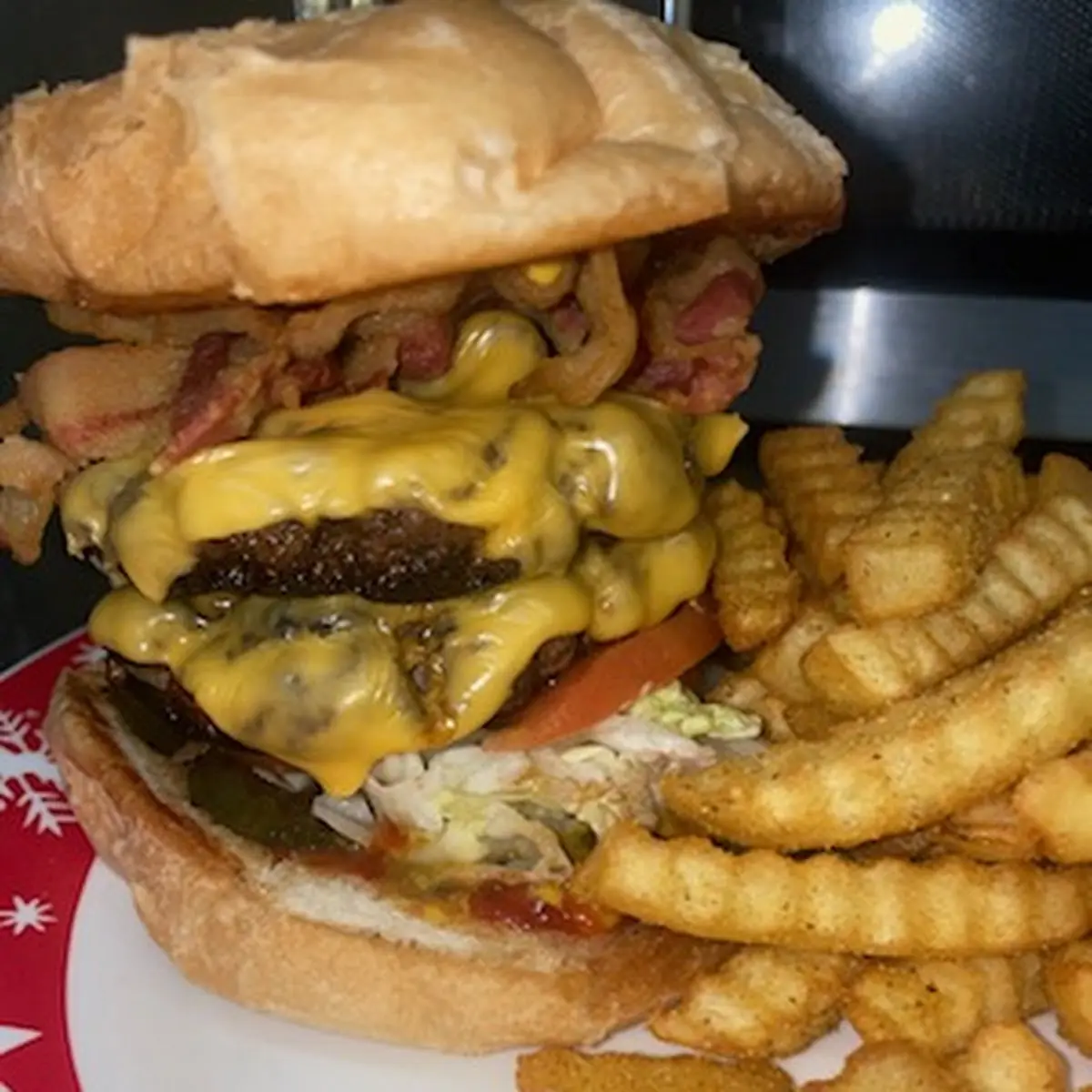 Double Cheeseburger w Cheese and Fries