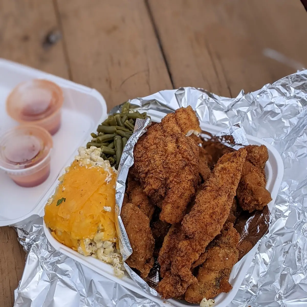 Half Chicken Half Fried Catfish Dinner