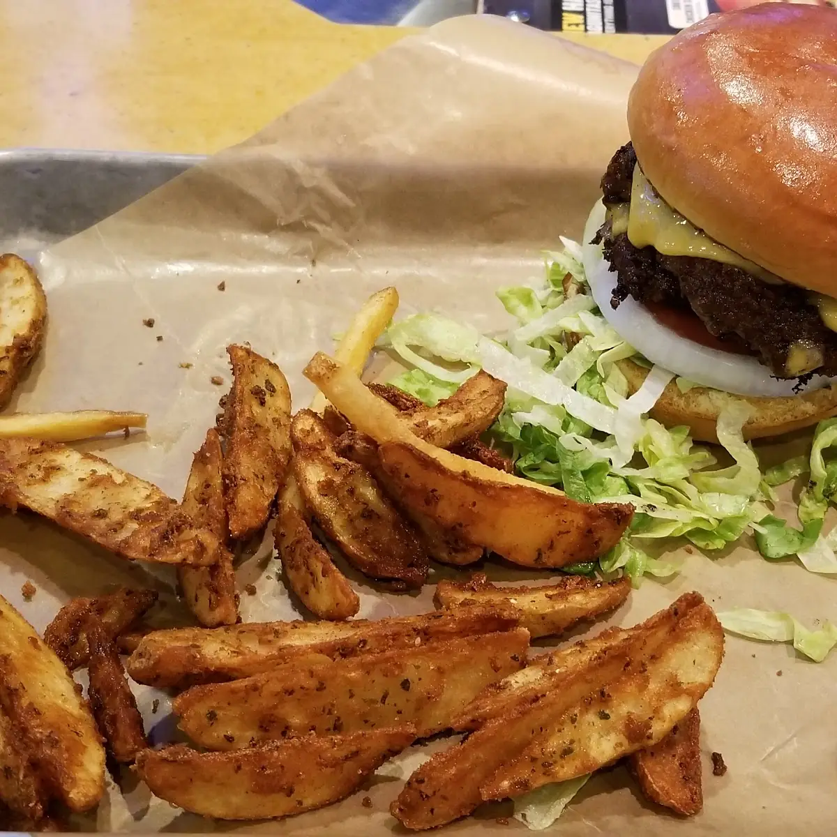 All American Cheese Burger and Wedges