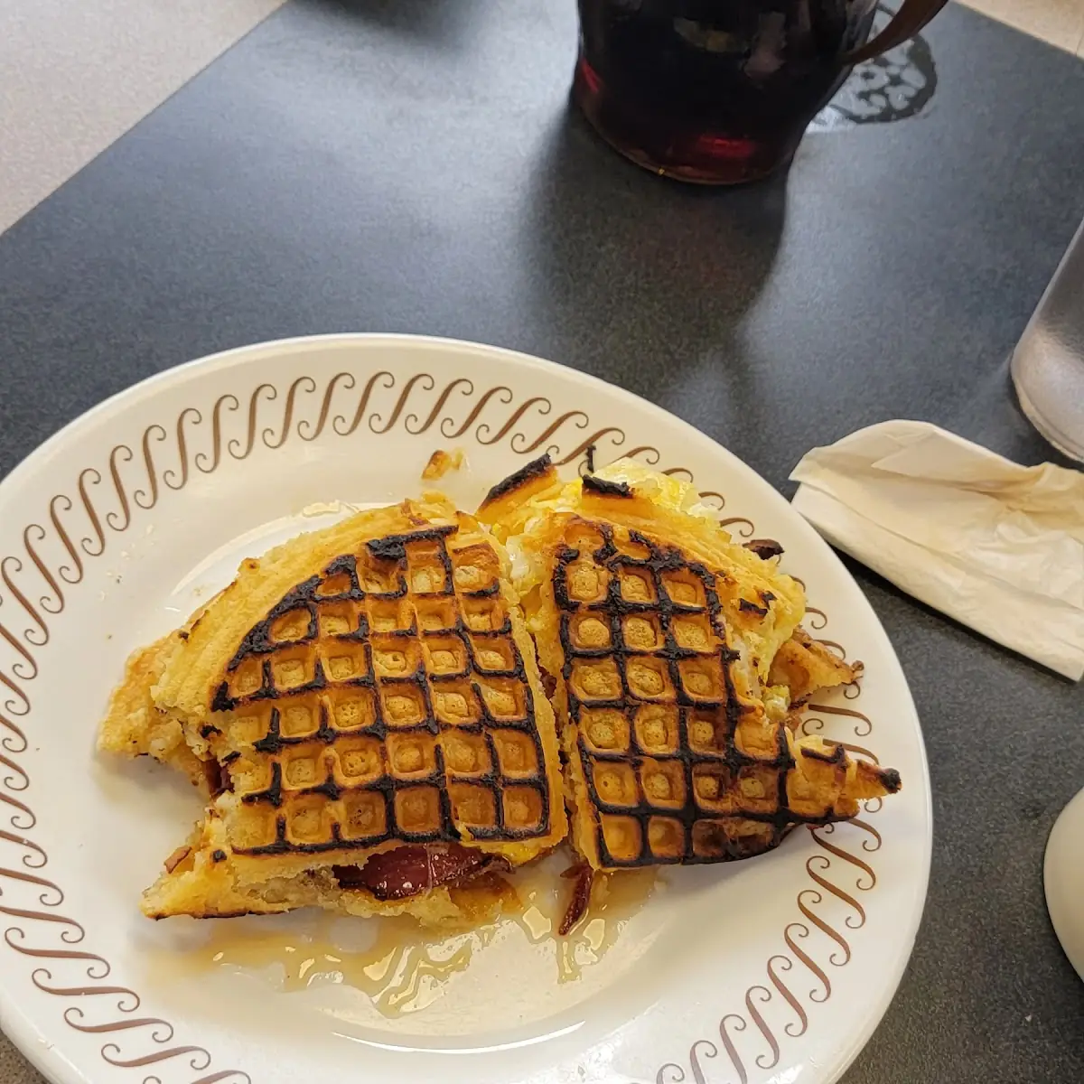 Bacon Egg and Cheese Waffle Quesadilla
