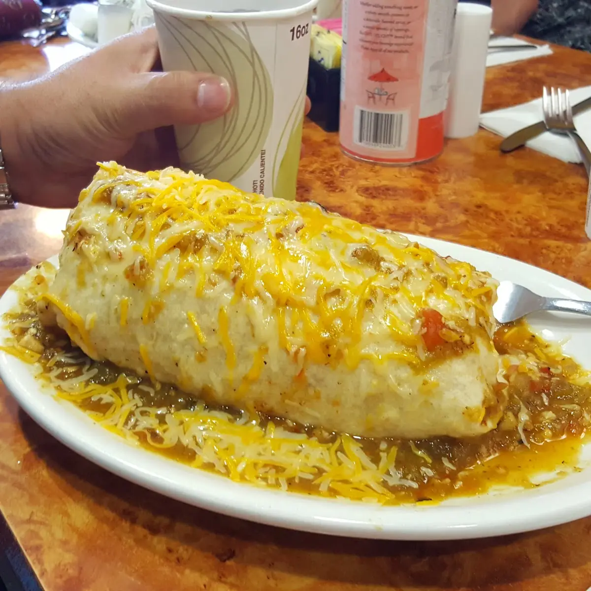 Breakfast Burrito with Green Chili Sauce