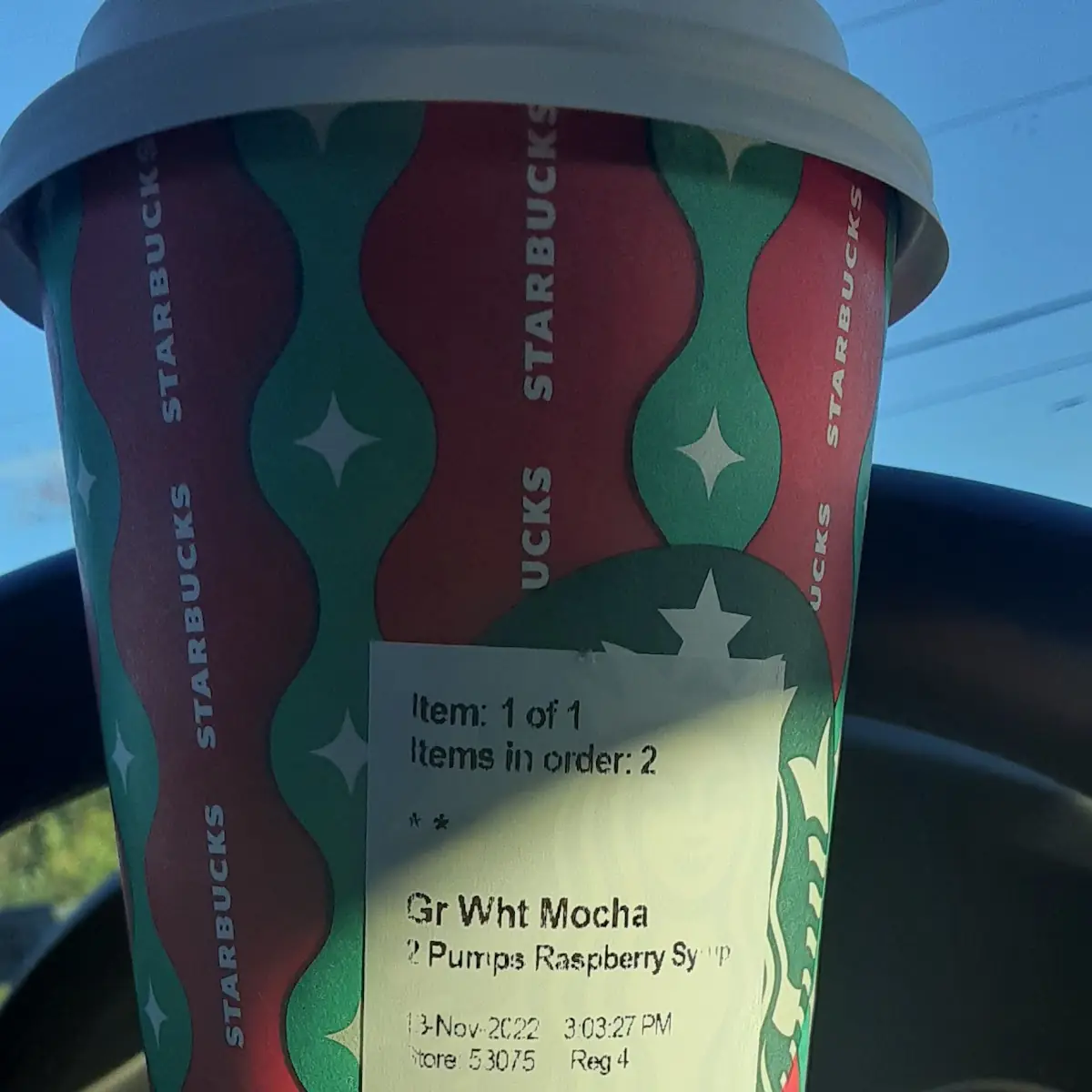 Grande White Chocolate Mocha 2 Pumps Raspberry Syrup