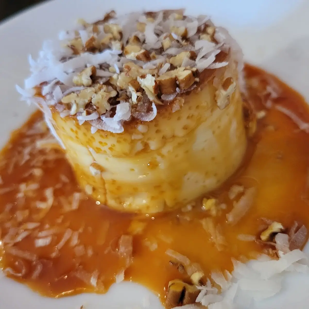 Coconut Pecan Crusted Flan