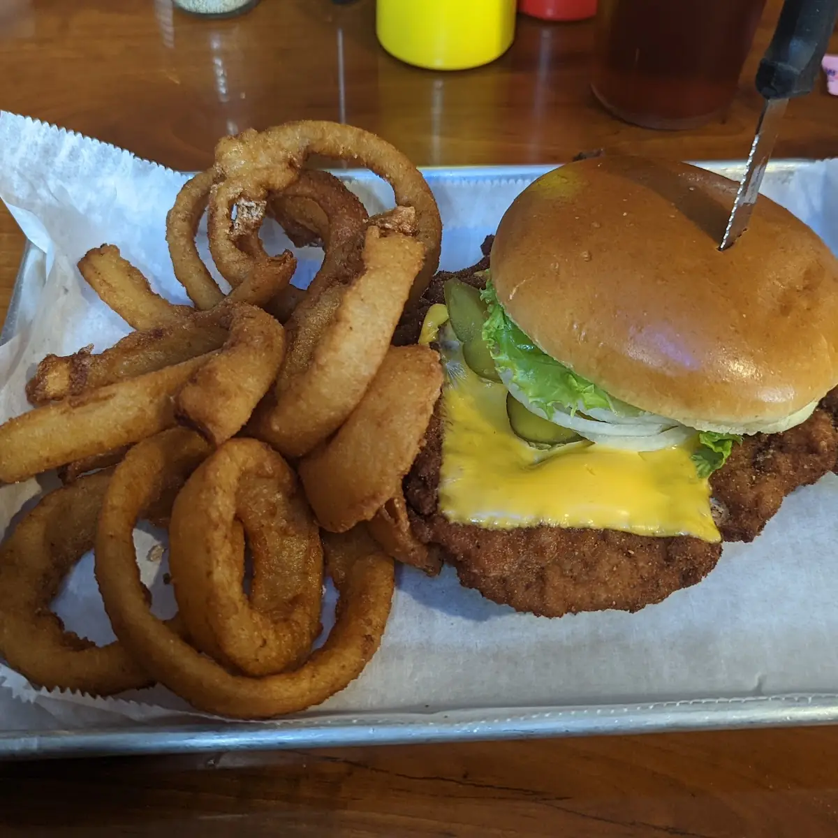 Tenderloin with Cheese and Onion Rings
