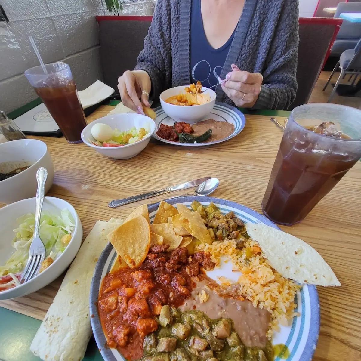 Buffet Asado Chile Verde Beans and Rice