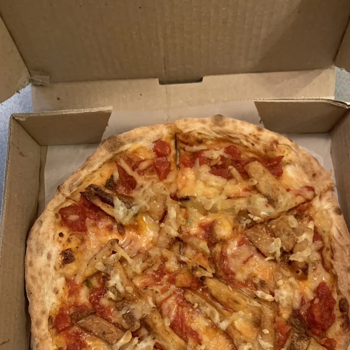 Vegan Pizza Pie with Fries