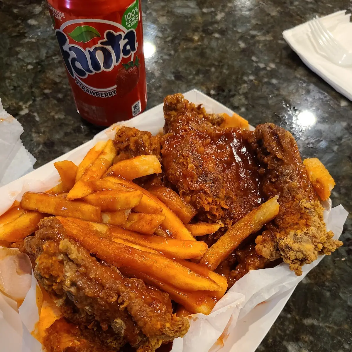 Half White Soaked in Hotaauce and Mild Sauce
