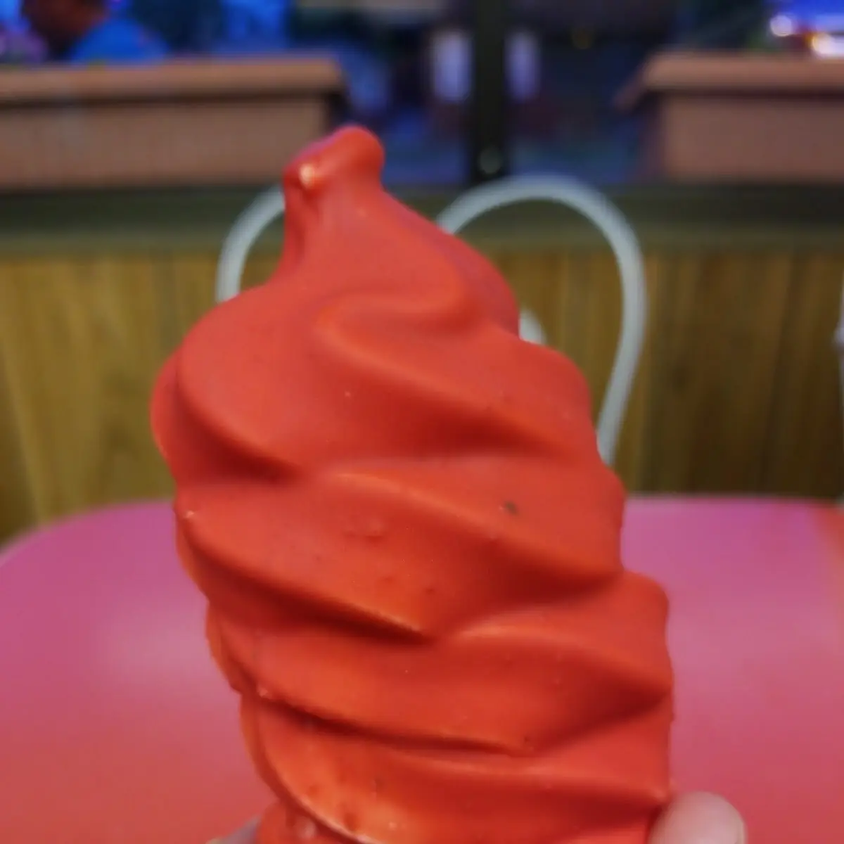 Single Vanilla Soft Serve Cone with Cherry Dip