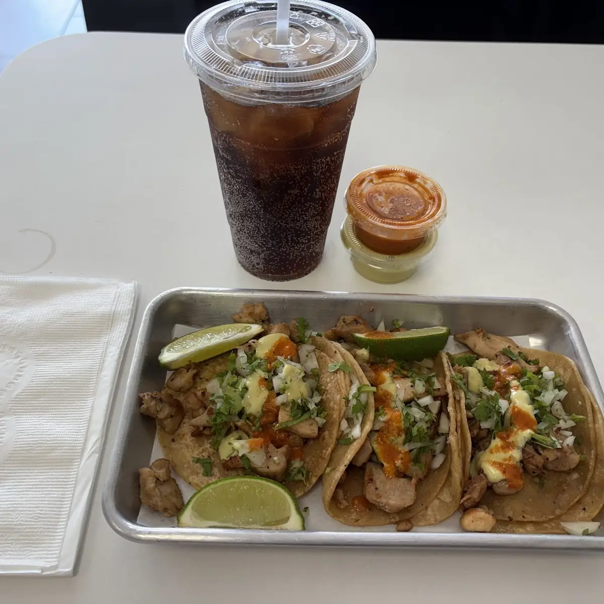 Three Steak Tacos with Lime