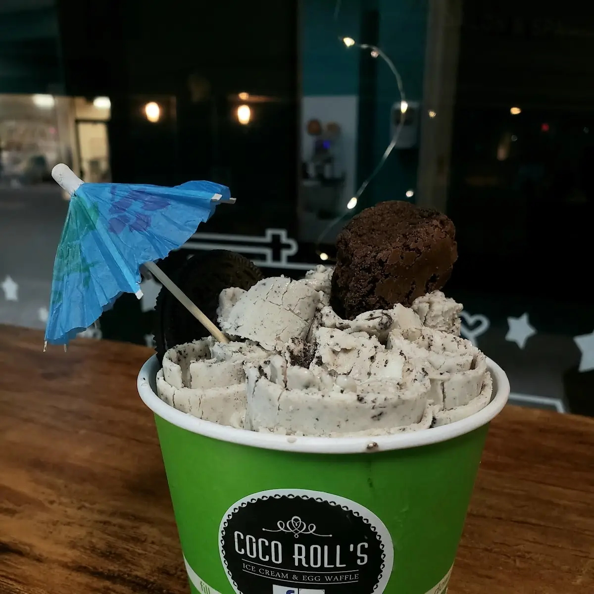 Cookie Monster Rolled Ice Cream