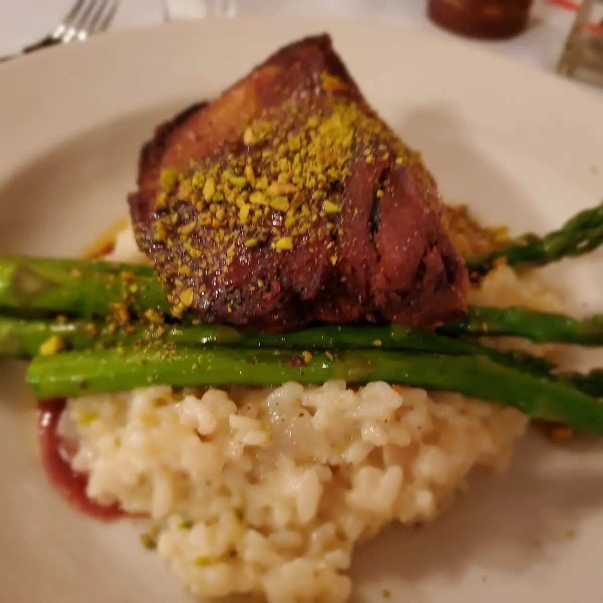 Pork Shank with Asparagus and Risotto