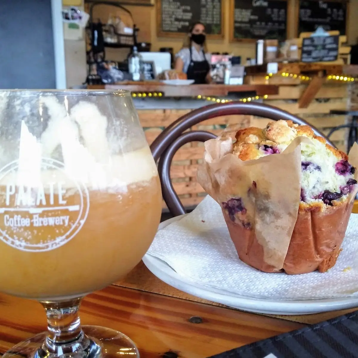 Fall Cold Brew Coffee and Blueberry Muffin