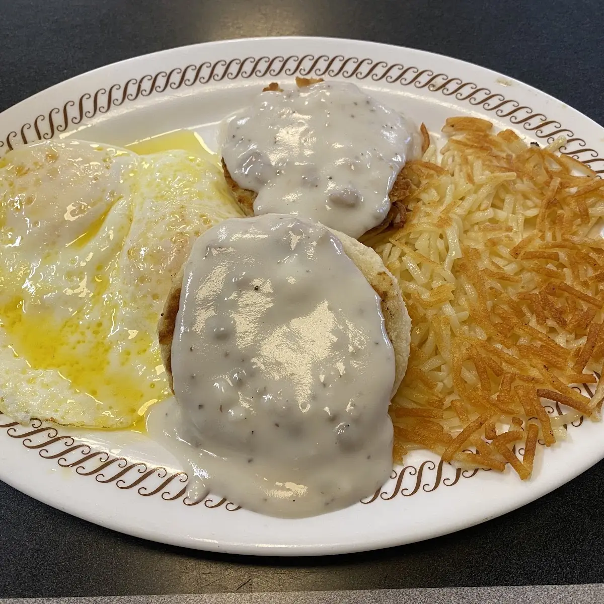 Fried Eggs Biscuits & Gravy Hash Browns