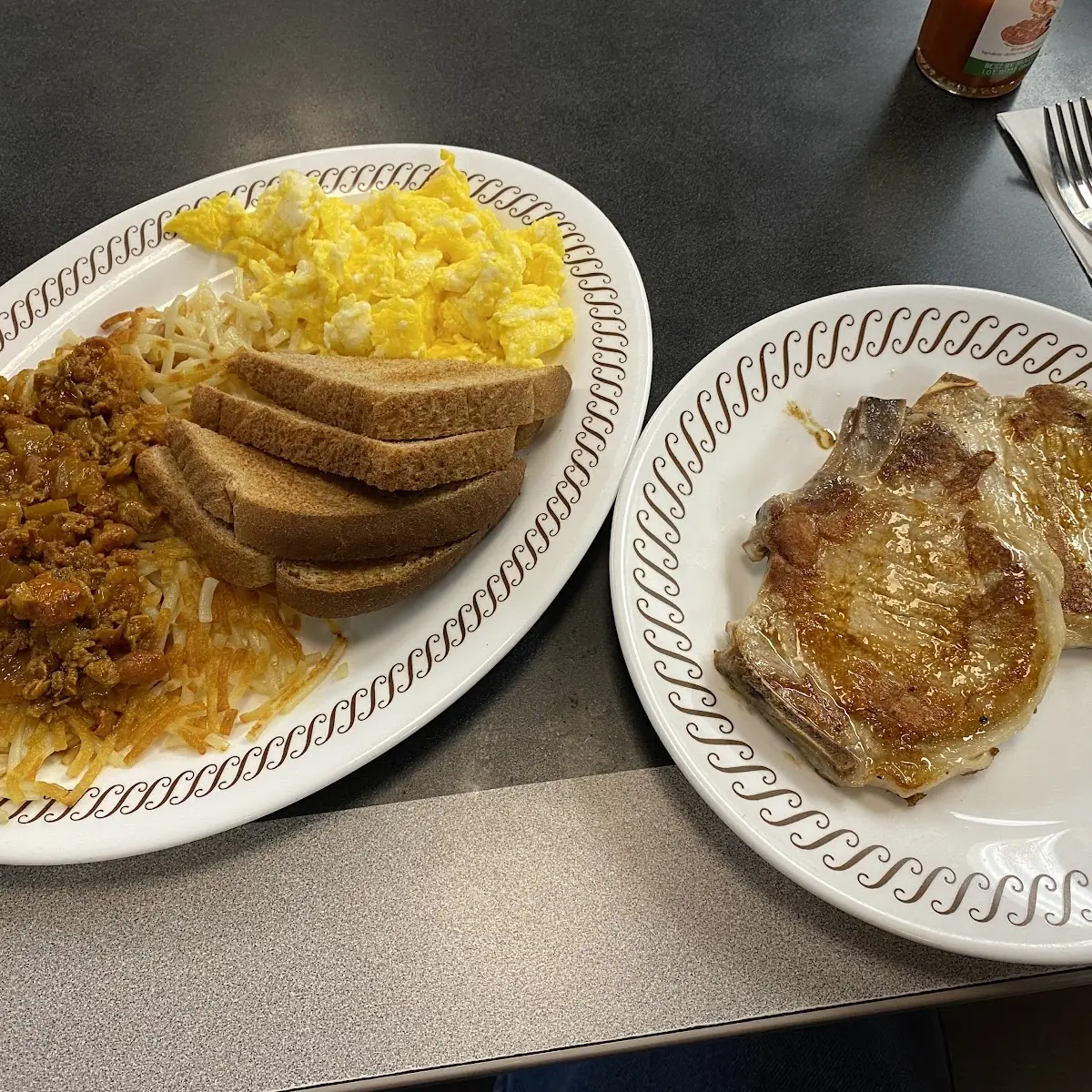 Pork Chop and Eggs Breakfast