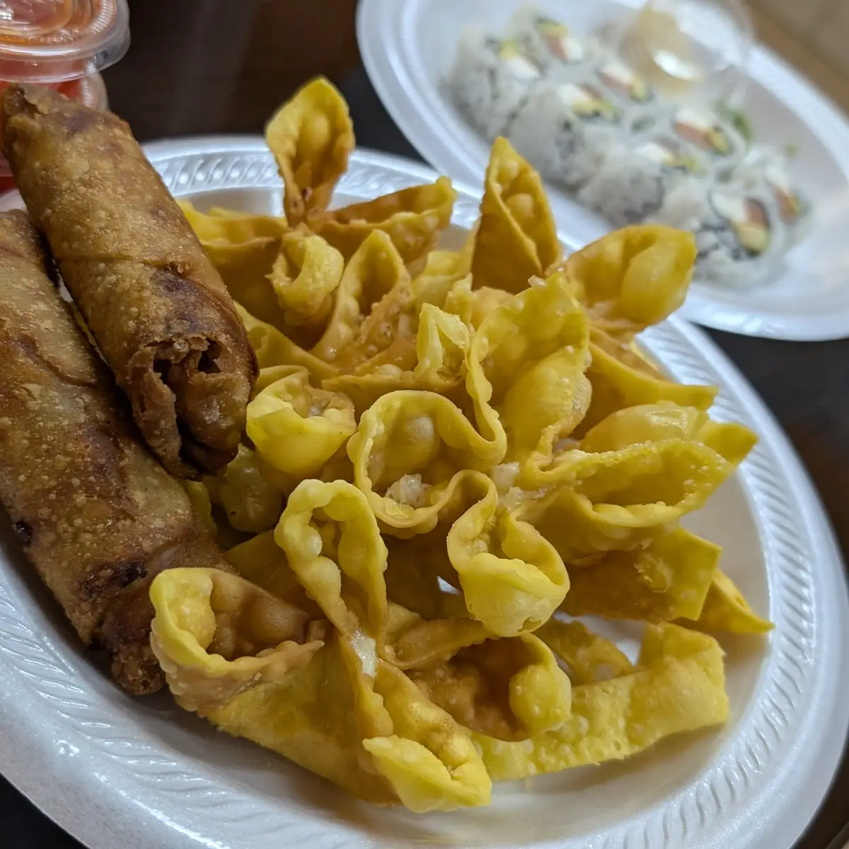 Pork Egg Rolls and Crab Rangoons