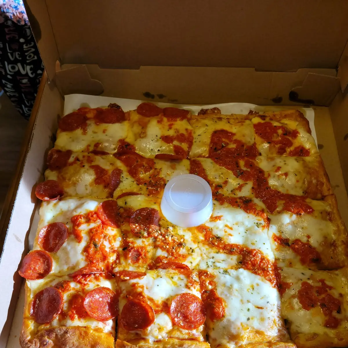 Sicilian Pizza with Half Pepperoni
