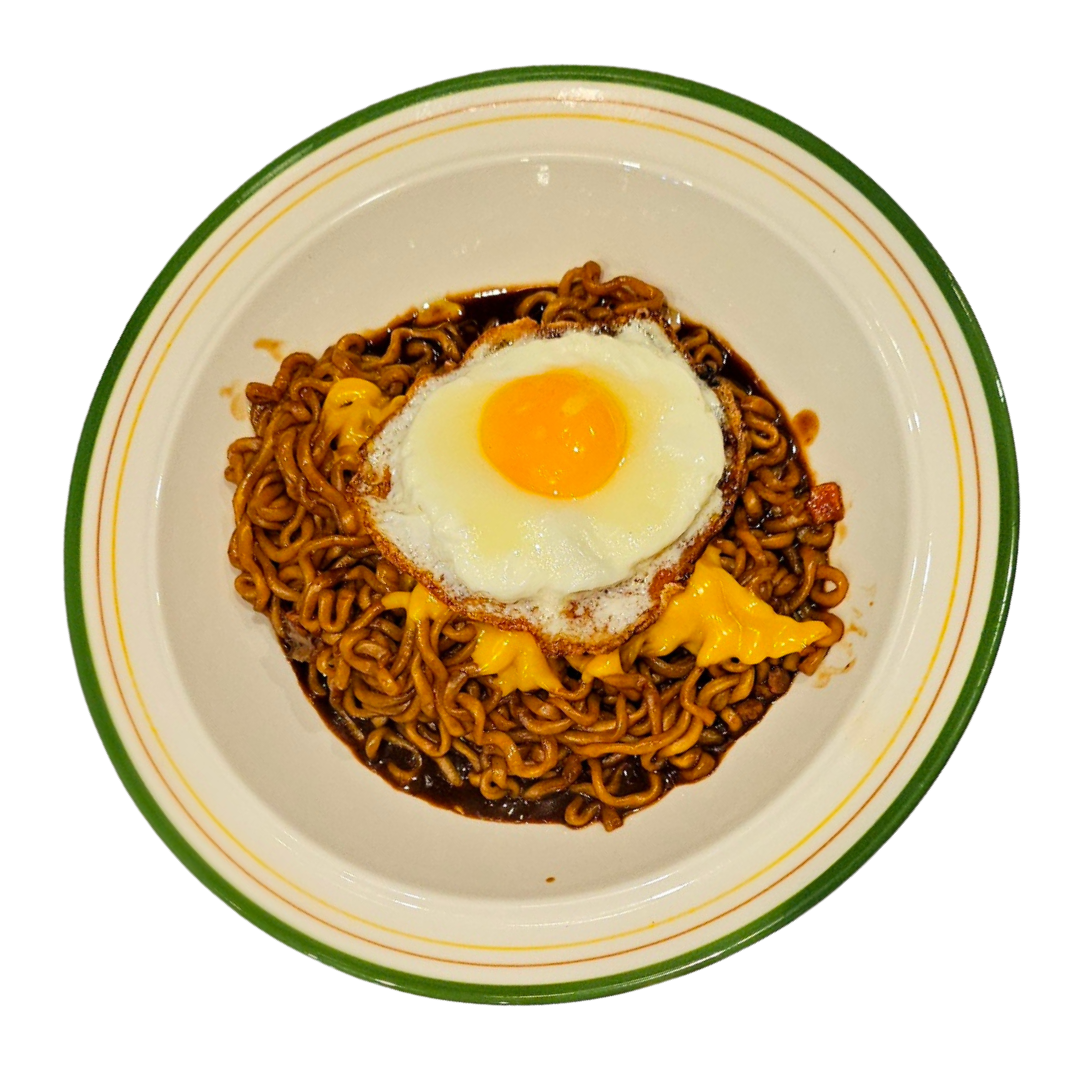 Black Bean Ramen with Cheese and Egg