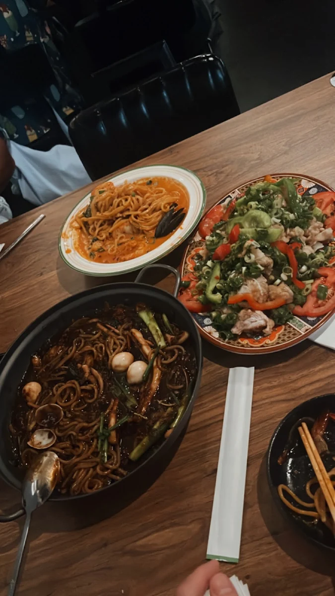 Flaming Seafood Black Bean Noodles