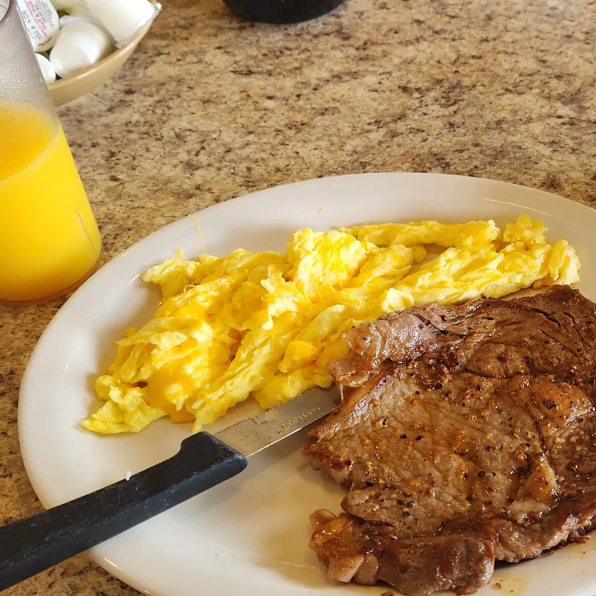 Scrambled Eggs and Steak