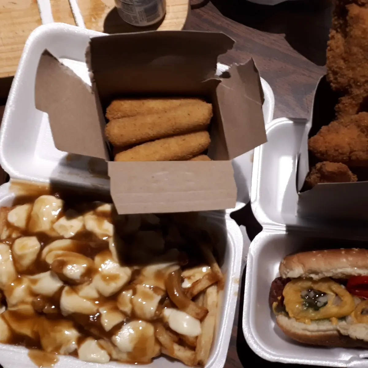 Mozzarella Sticks 5 Piece Chicken Fingers Poutine with Curds Jumbo Hot Dog, Niko's Place