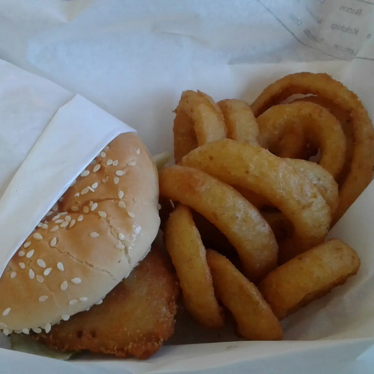 Nice Fish Sandwich with Onion Rings