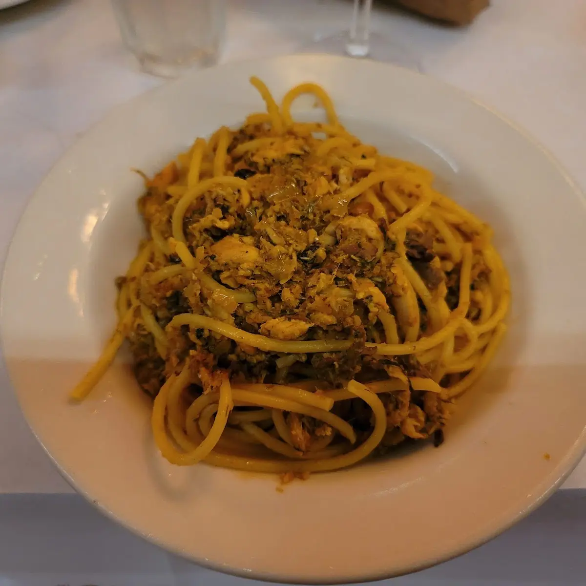 Bucatini Con Le Sarde with Sardines Pine Nuts Raisins Saffron and Wild Fennel