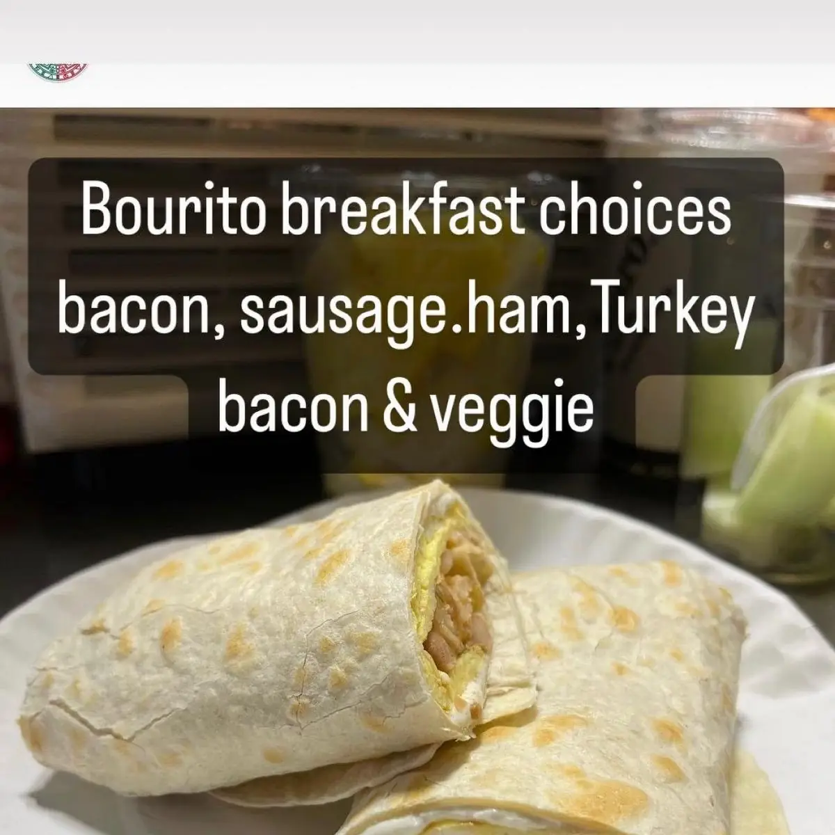 Turkey Bacon Eggs Cheese Burrito