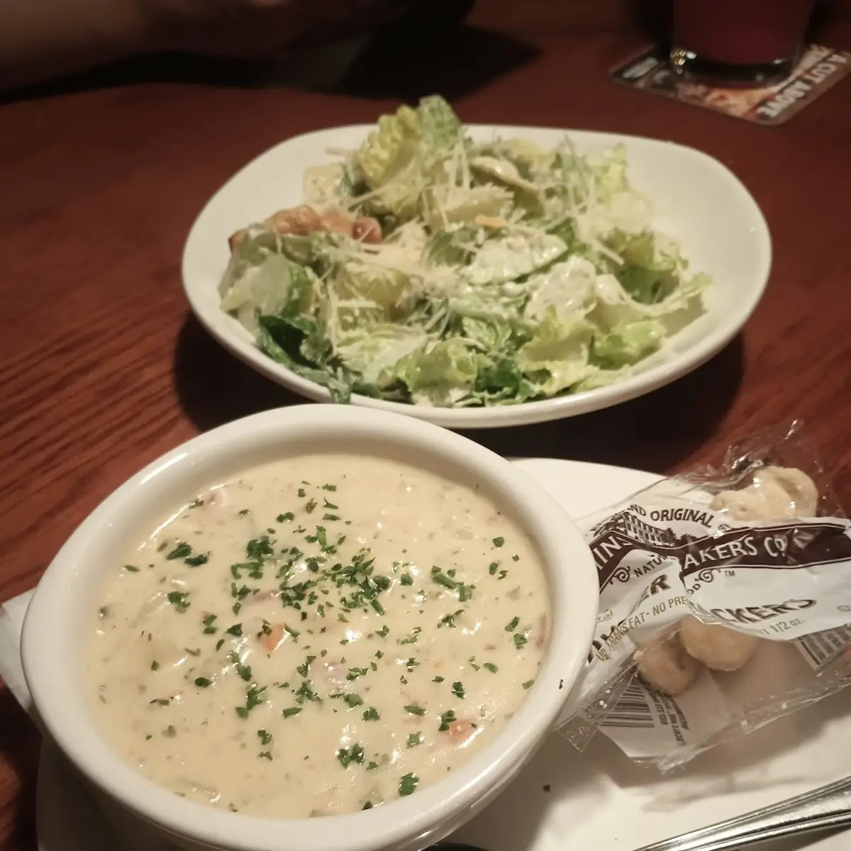 Clam Chowder and Cesar Salad