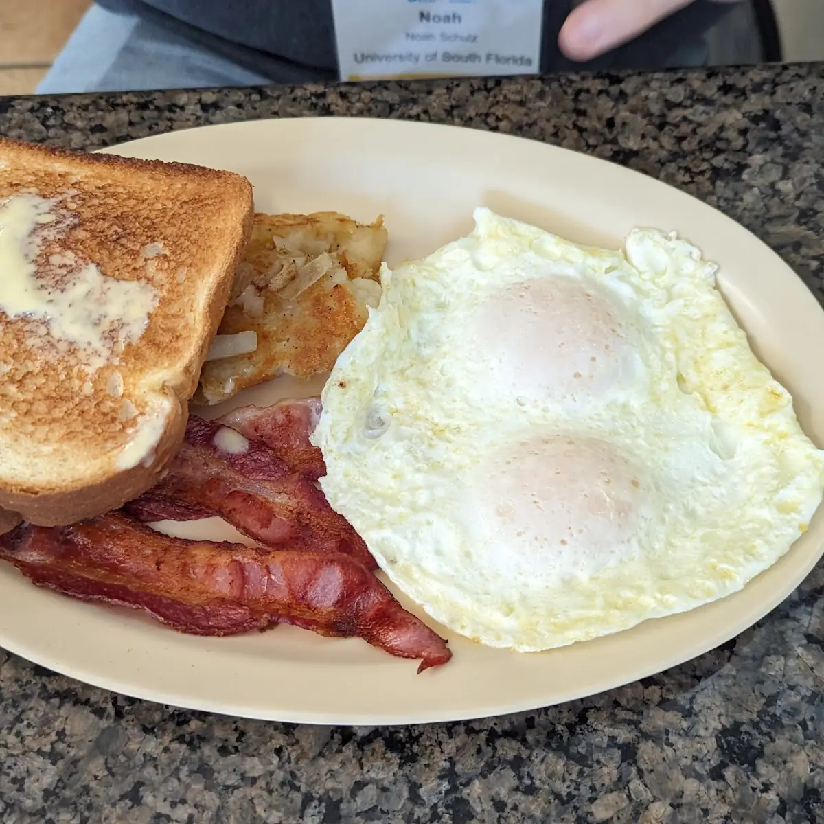 Traditional Breakfast with a Short Stack Pancakes