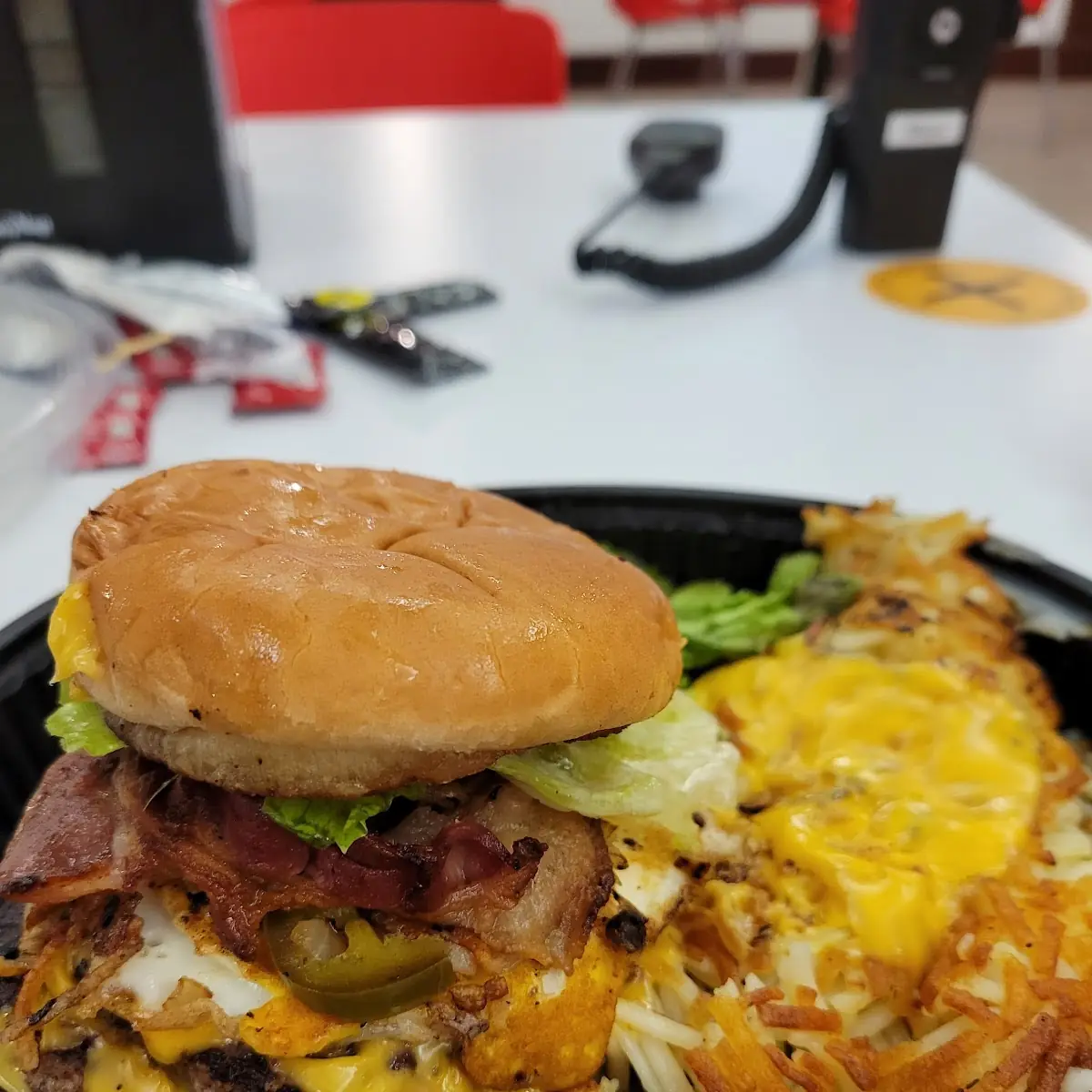 Hash Browns Covered with Double Cheeseburger Special