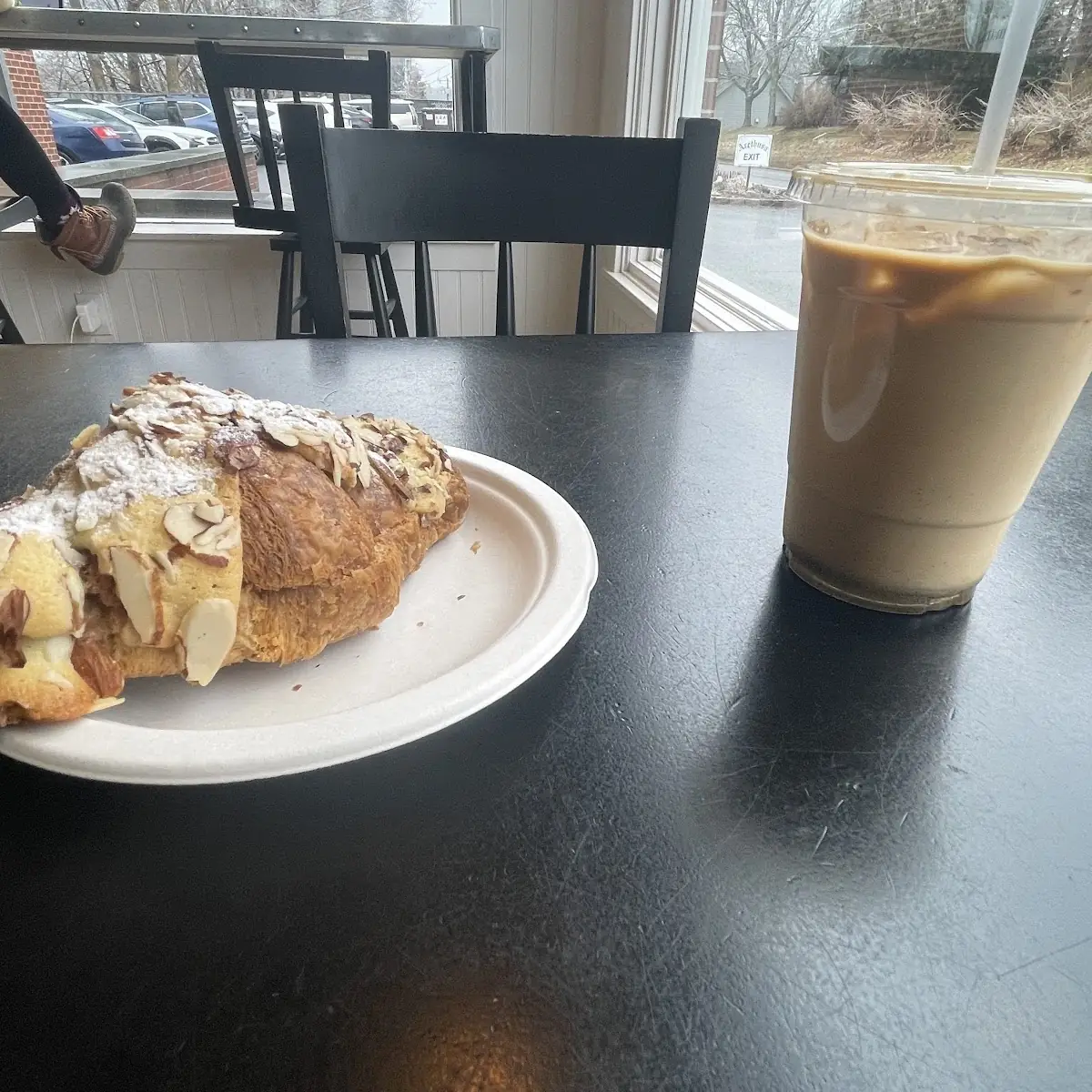Vanilla Iced Latte and Almond Croissant