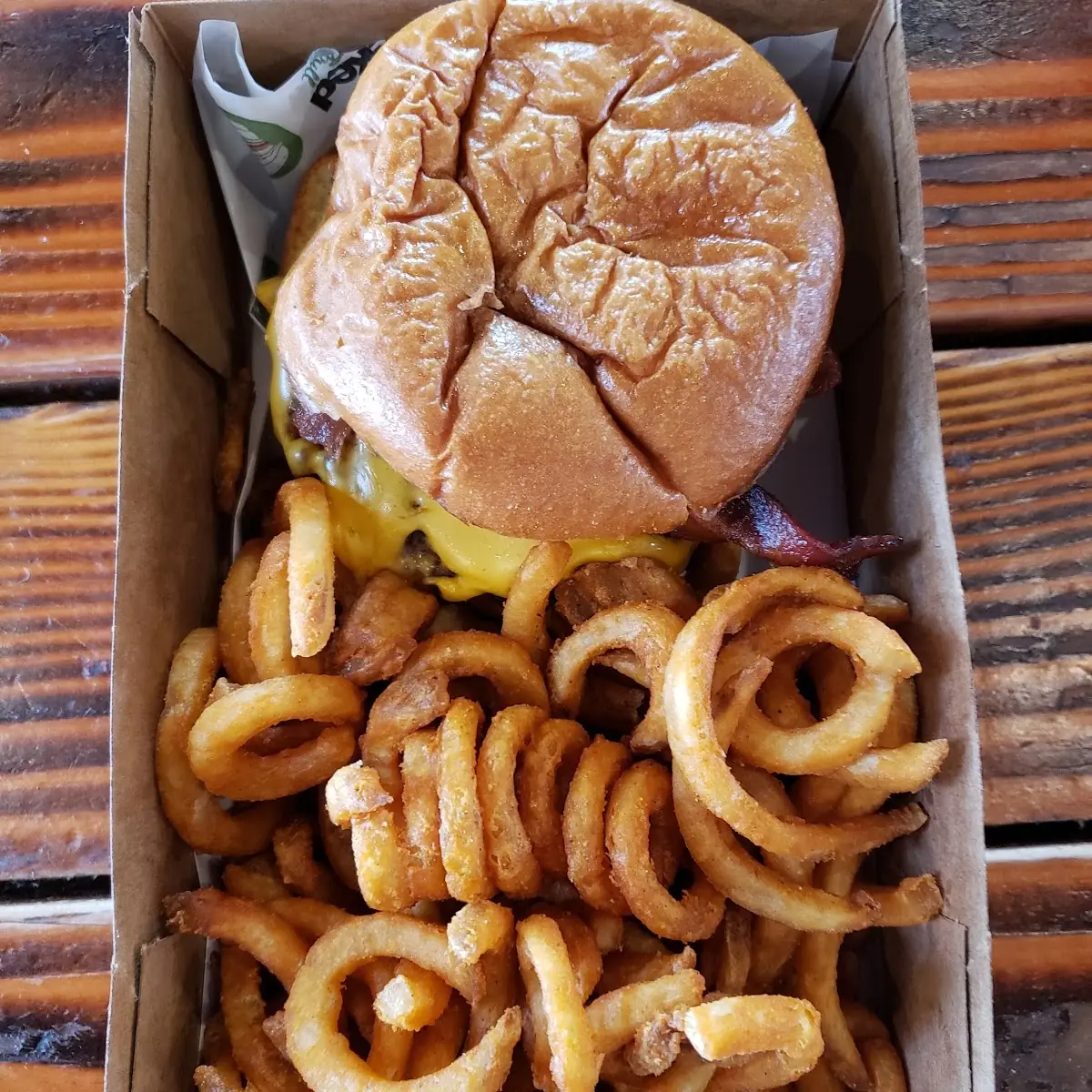 Bacon Cheeseburger with Curly Fries