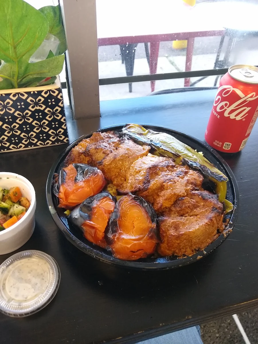 Beef Barg Combo with White Basmati Rice Grilled Vegetables and Shirazi Salad
