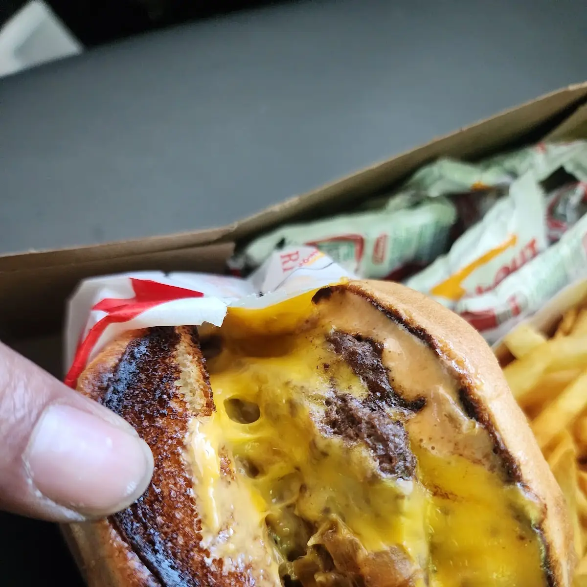 Double Double Cheeseburger and Fries Light Well Done