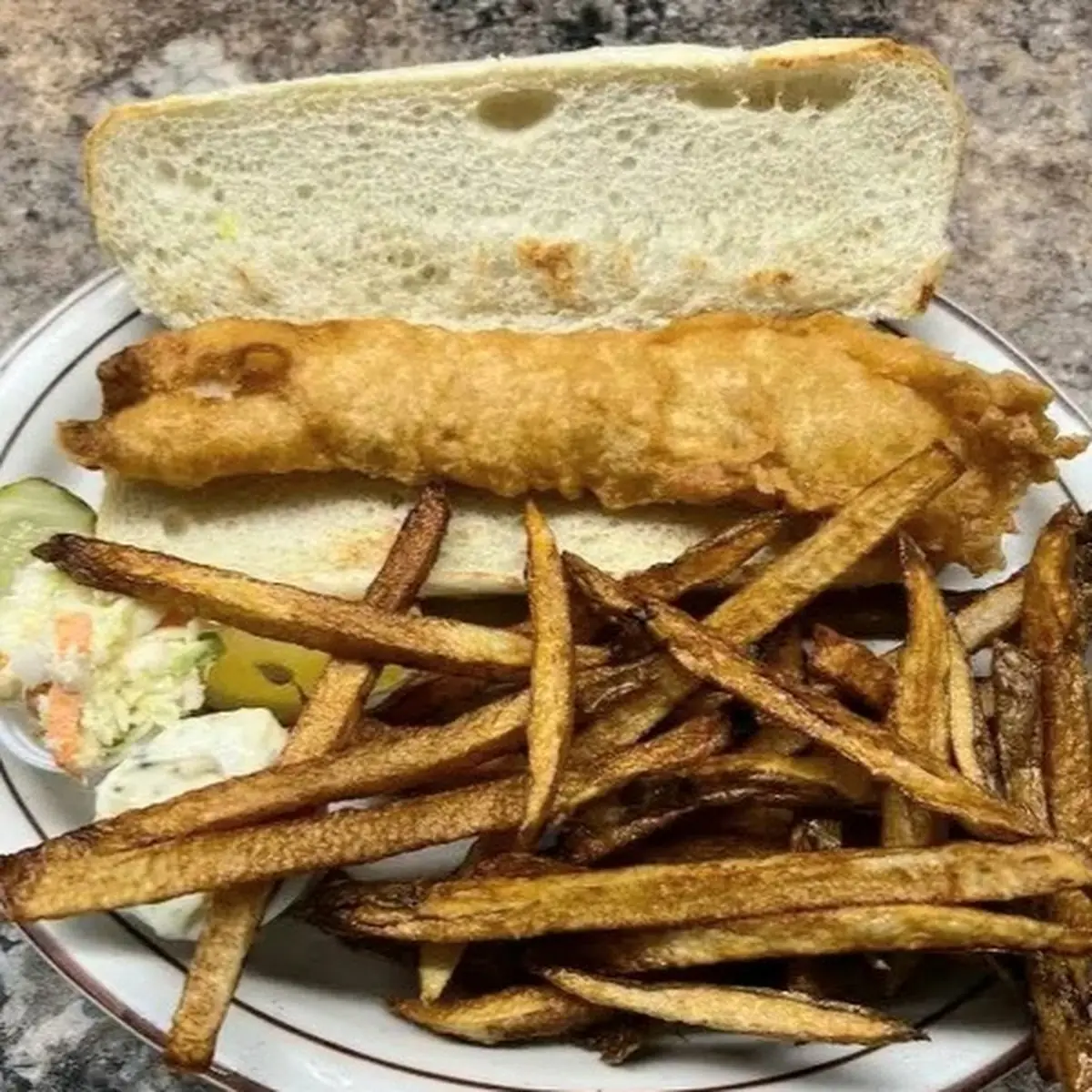Fried Fish Sandwich and Fries