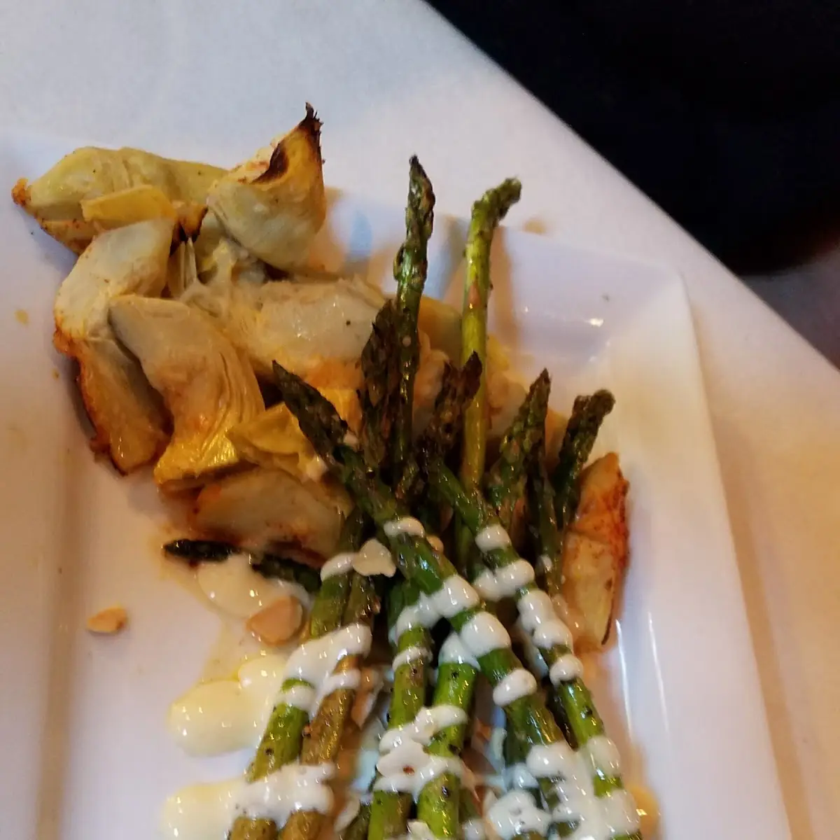 Grilled Asparagus & Parmesan Artichoke Hearts