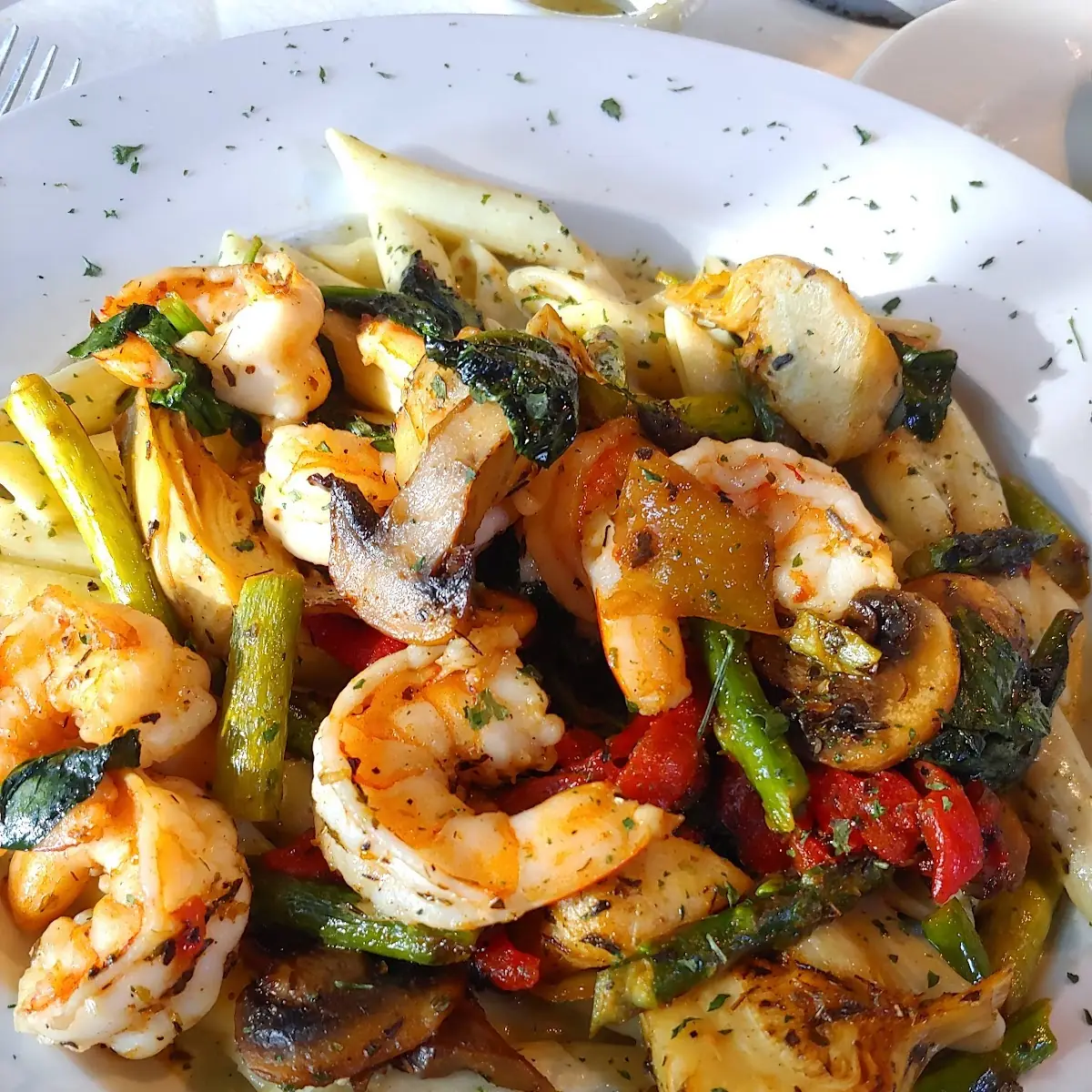Scampi Sauteed Shrimp over Grilled Rib Eye