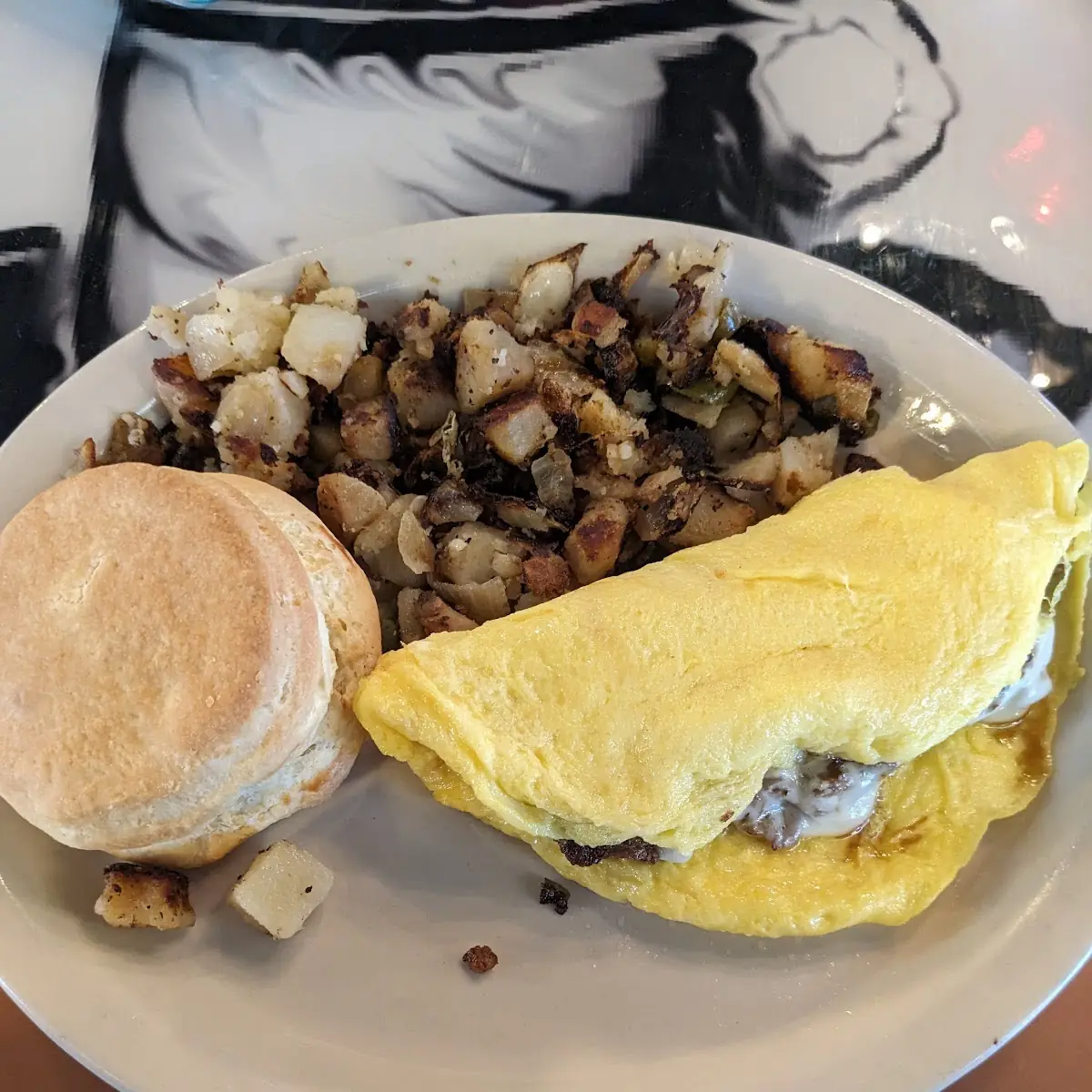 Philly Cheese Steak Omelette with Fried Potatoes