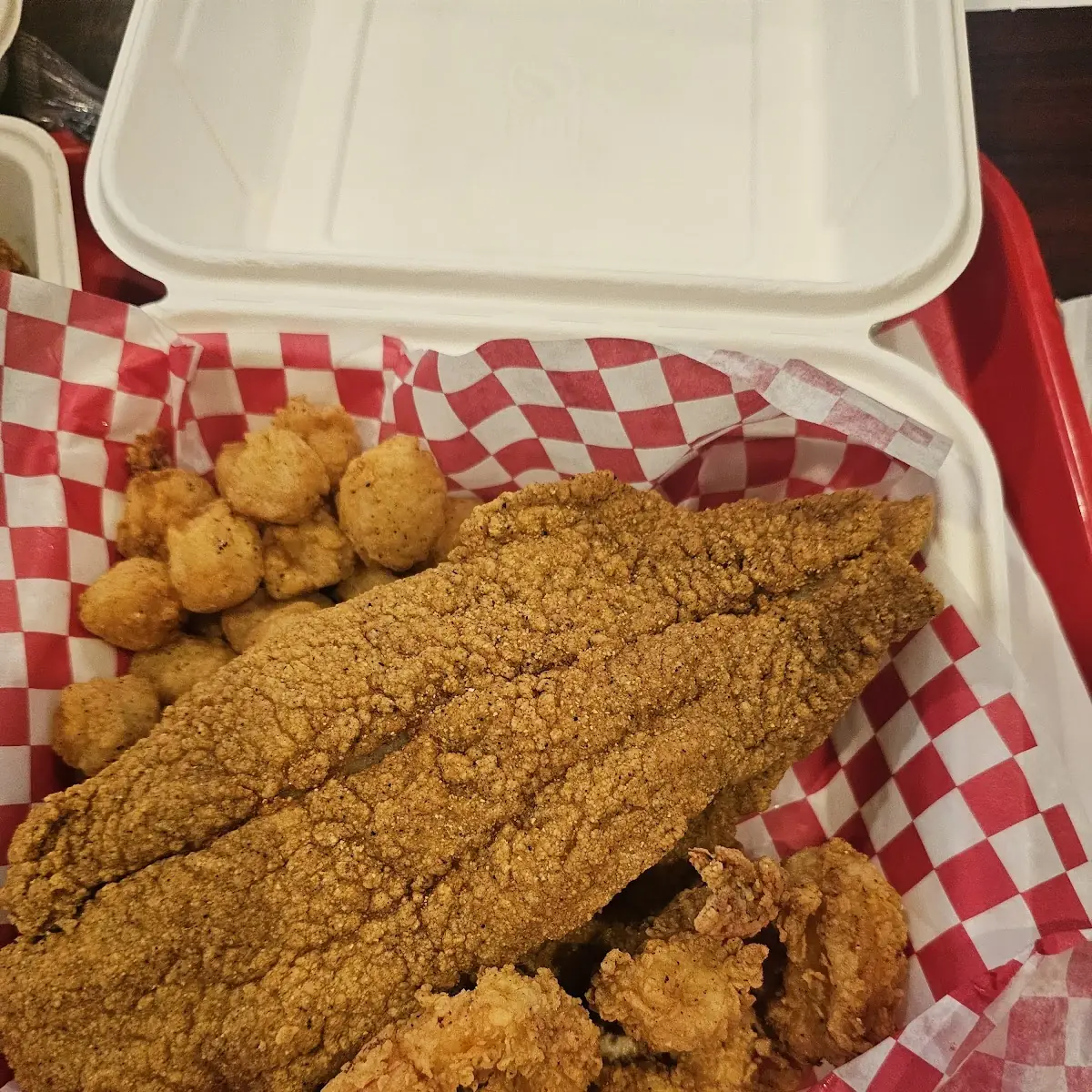 Fried Catfish and Fried Mushrooms