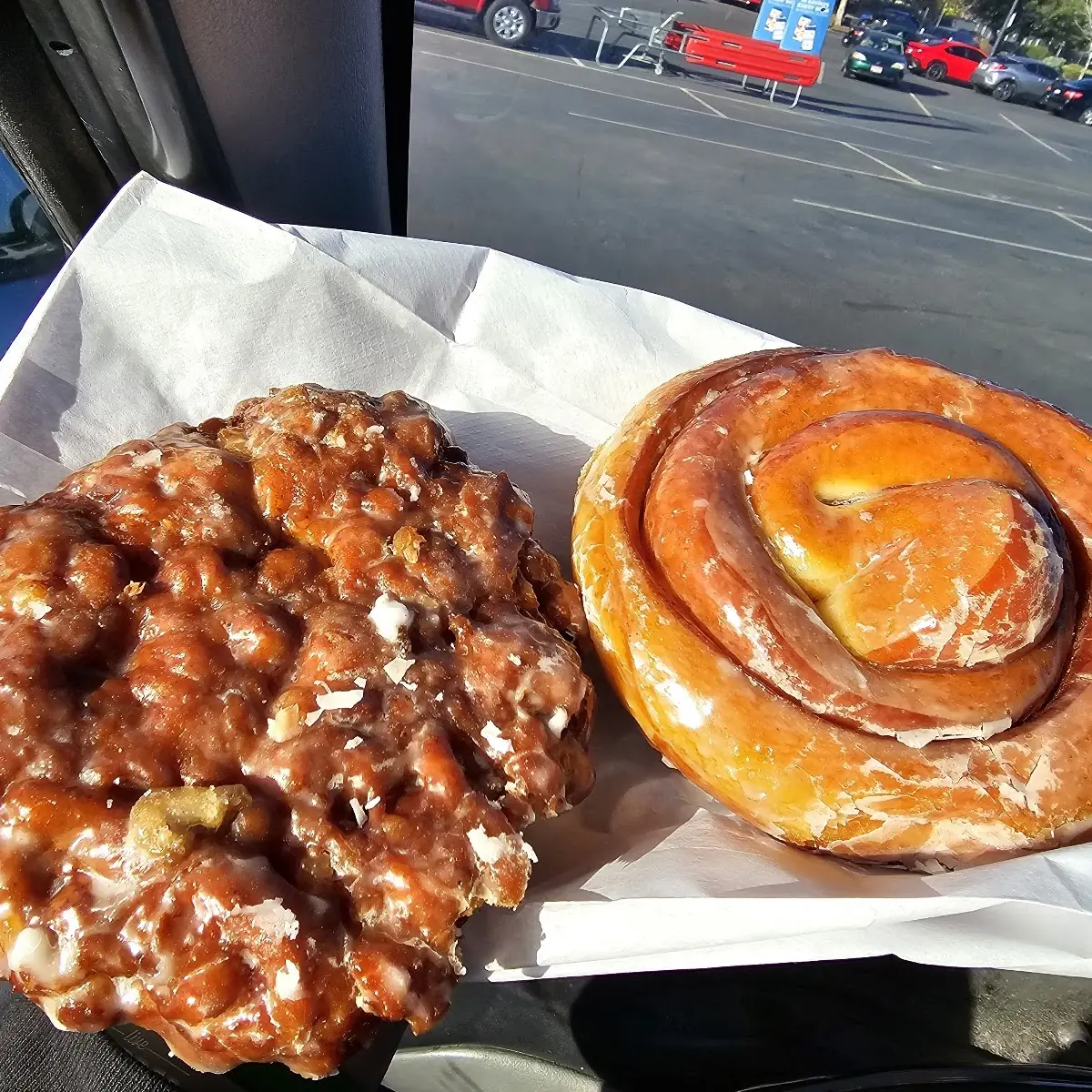 Apple Fritters and Cinnamon Roll