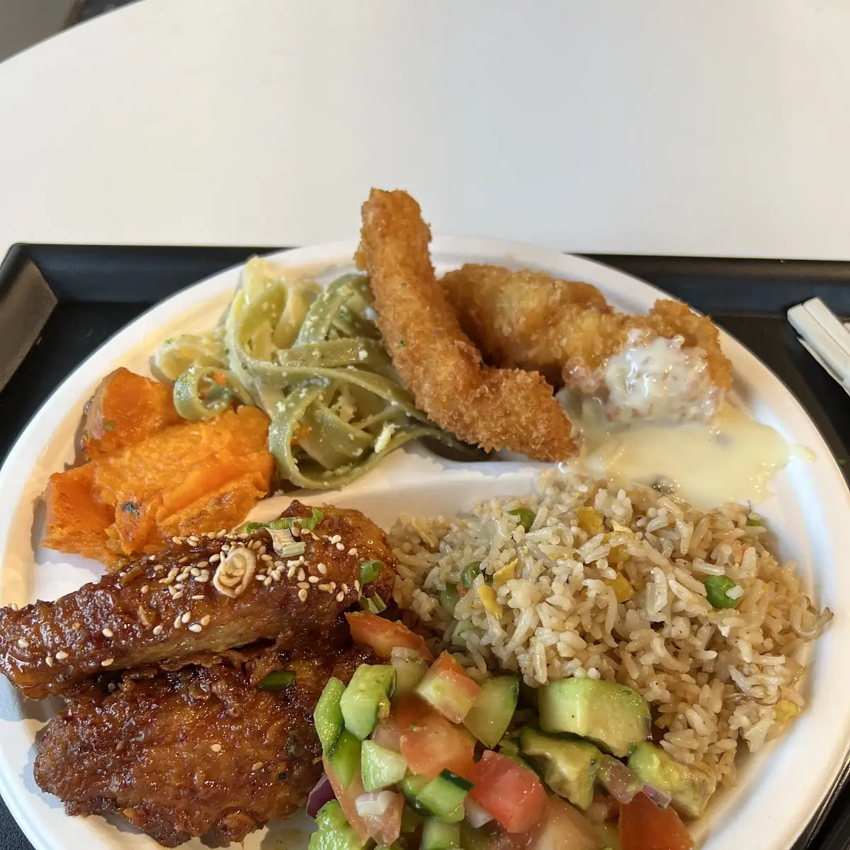 Fried Rice Fried Pollock Chicken Wings Sweet Potatoes