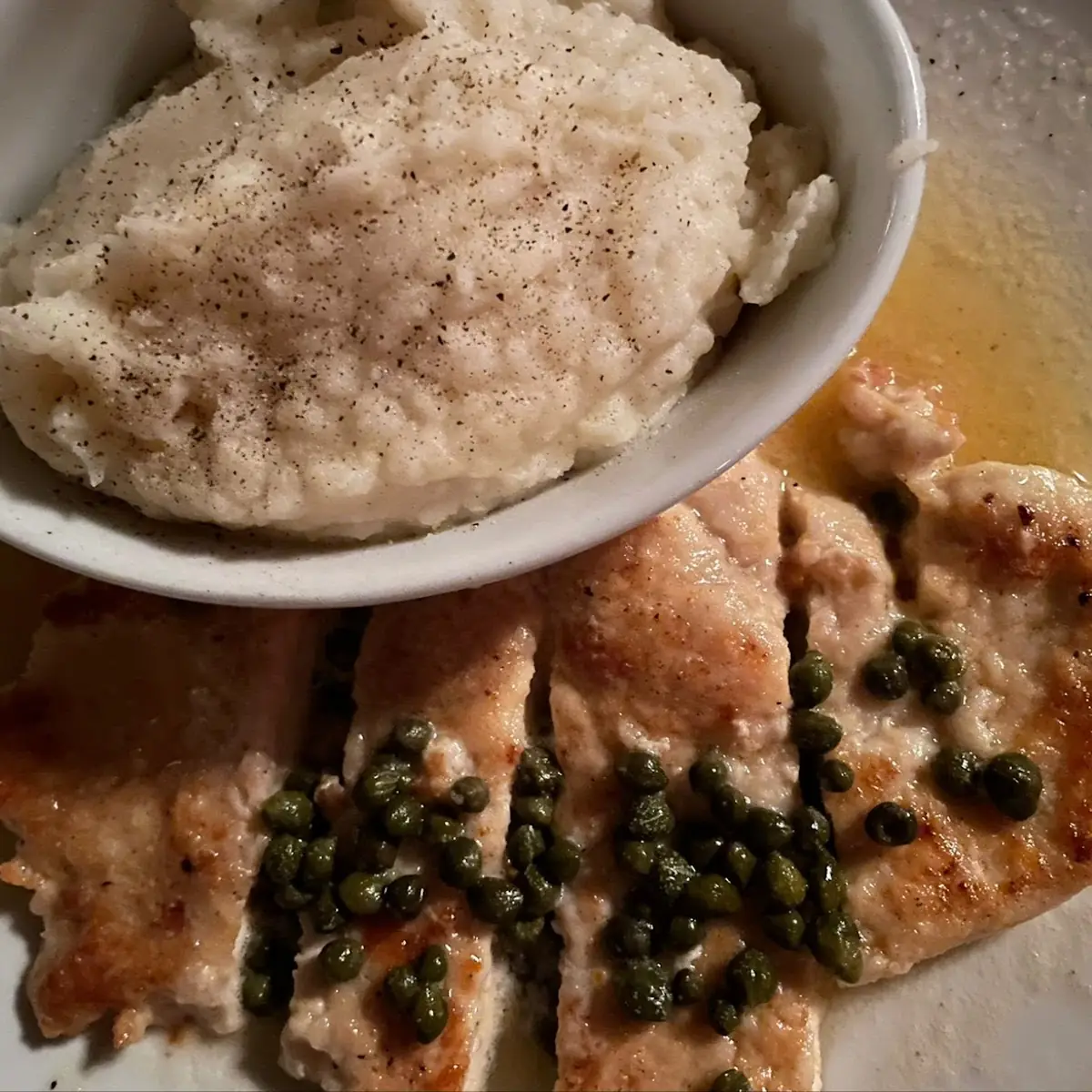 Chicken Piccata with Mashed Potatoes