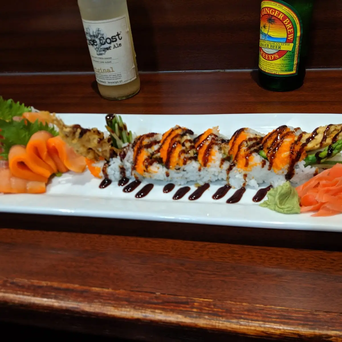 Spider Roll and Smoked Salmon Sashimi