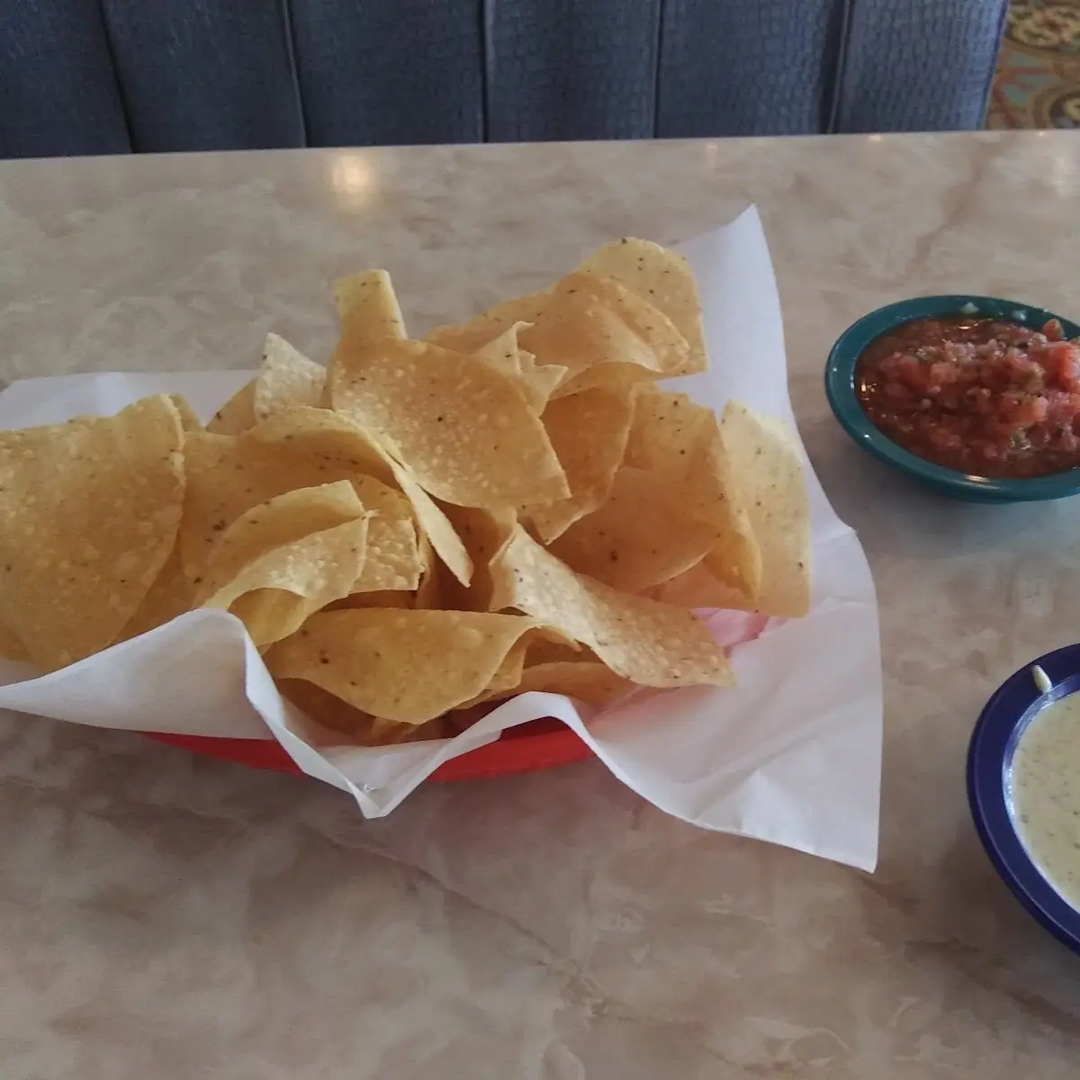 Chips with Salsa and Queso Cheese