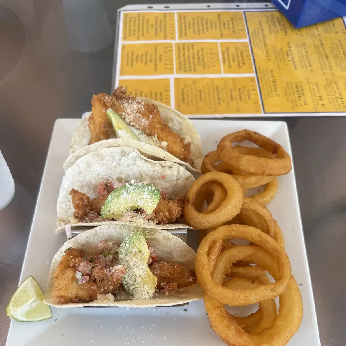 Fish Tacos with Onion Rings
